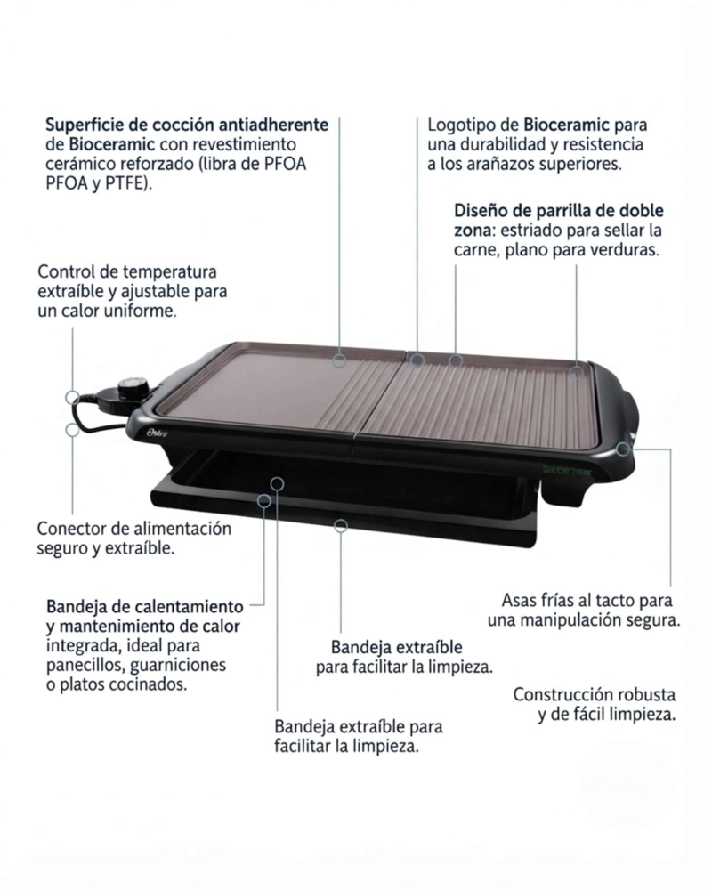 PLANCHA Y PARRILLA ELE CTRICA 2 EN 1 ASADOR MULTIFUNCIONAL PARA CASA - 5