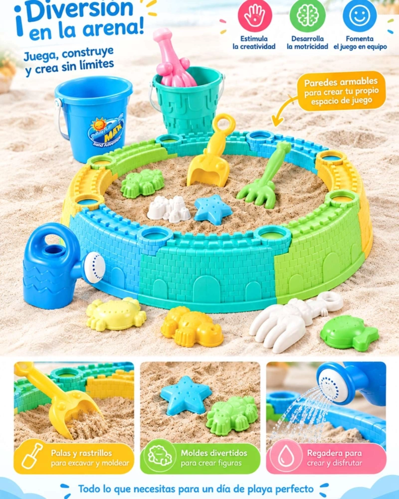 SET DE PLAYA Y ARENERO CASTILLO CON MOLDES Y ACCESORIOS - 5