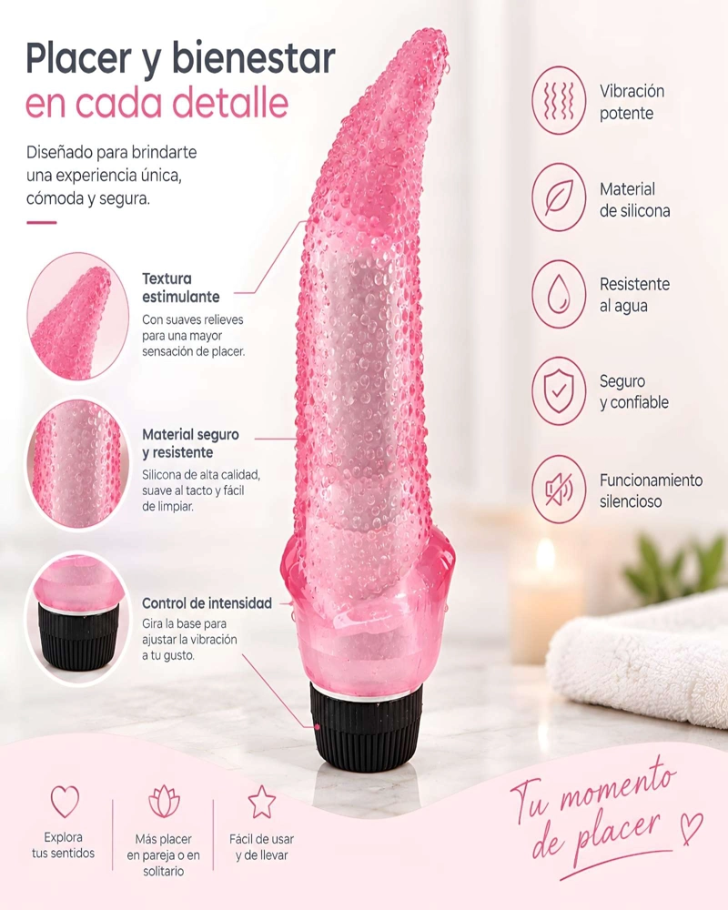 ESTIMULADOR INTIMO TEXTURIZADO CON VIBRACION Y RESISTENTE AGUA - 6