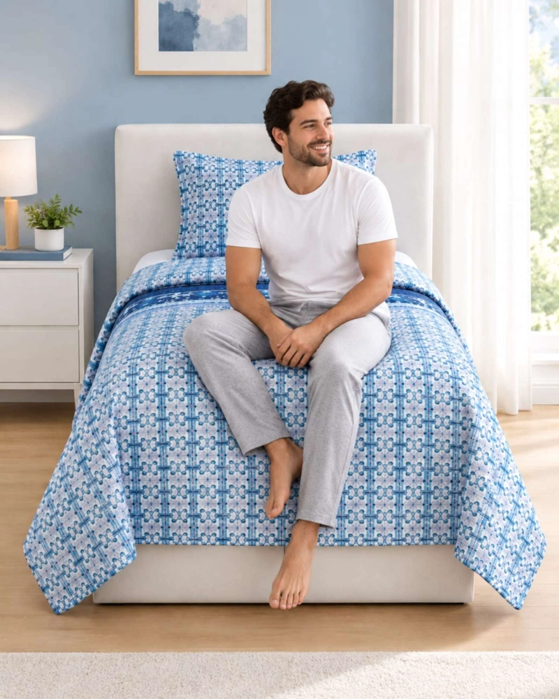 CUBRECAMA DE VERANO PLAZA Y MEDIA LIVIANO Y FRESCO CUBRELECHO QUILT - 3