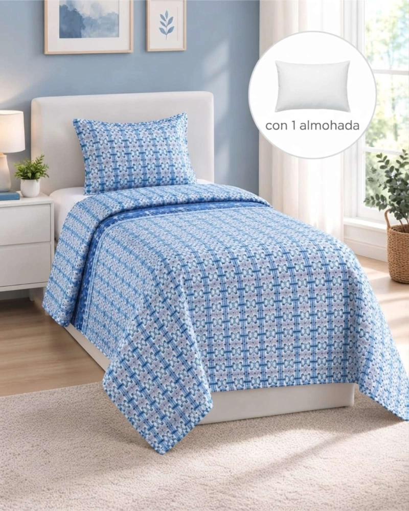 SET CUBRECAMA DE VERANO PLAZA Y MEDIA 180X230 CM MAS 1 ALMOHADA - 4