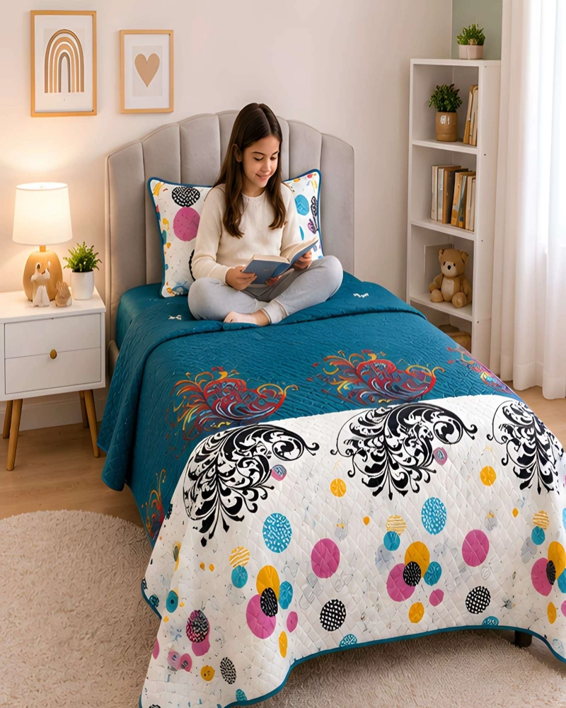 CUBRECAMA ACOLCHADO 1.5 PLAZAS (180X230 CM) + 1 ALMOHADA + 1 FUNDA - 2
