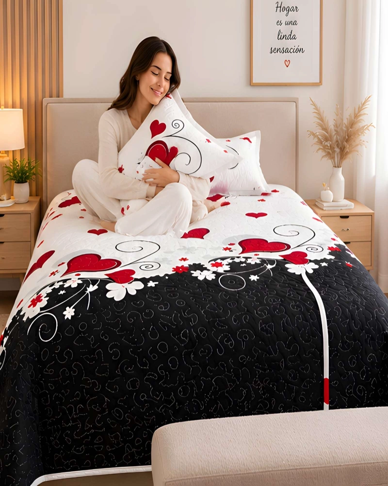 CUBRECAMA ACOLCHADO 1.5 PLAZAS (180X230 CM) + 1 ALMOHADA + 1 FUNDA - 3