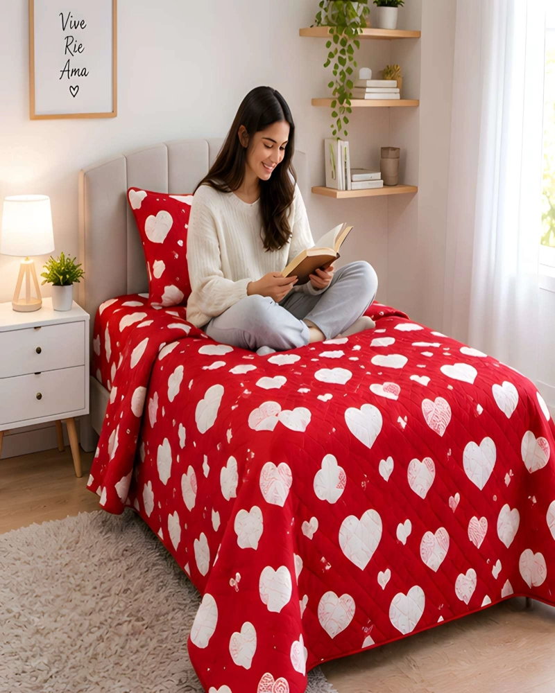 CUBRECAMA ACOLCHADO 1.5 PLAZAS (180X230 CM) + 1 ALMOHADA + 1 FUNDA - 4