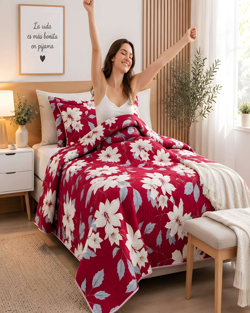 CUBRECAMA 1.5 PLAZAS (180X230 CM) + 1 ALMOHADA + 1 FUNDA - 1