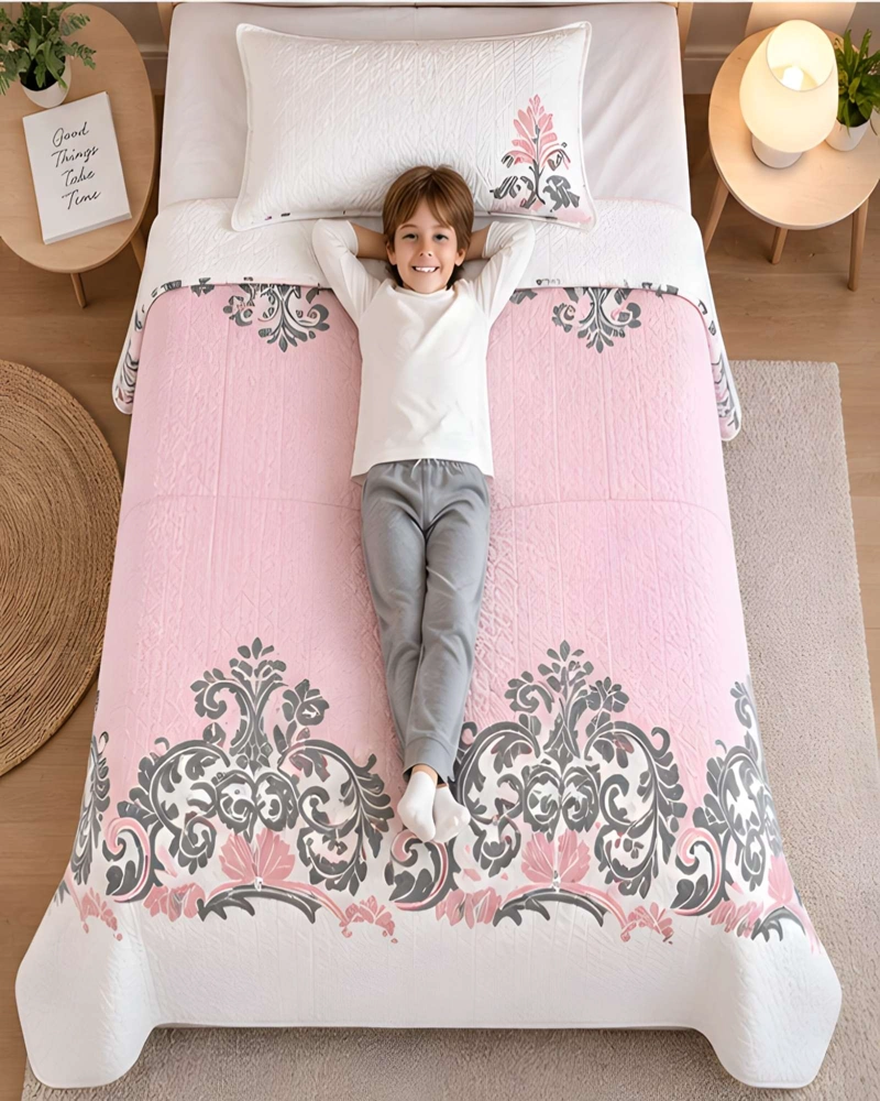 SET DE CUBRE CAMA Y FUNDA DE ALMOHADA PLAZA Y MEDIA 180X230CM - 4