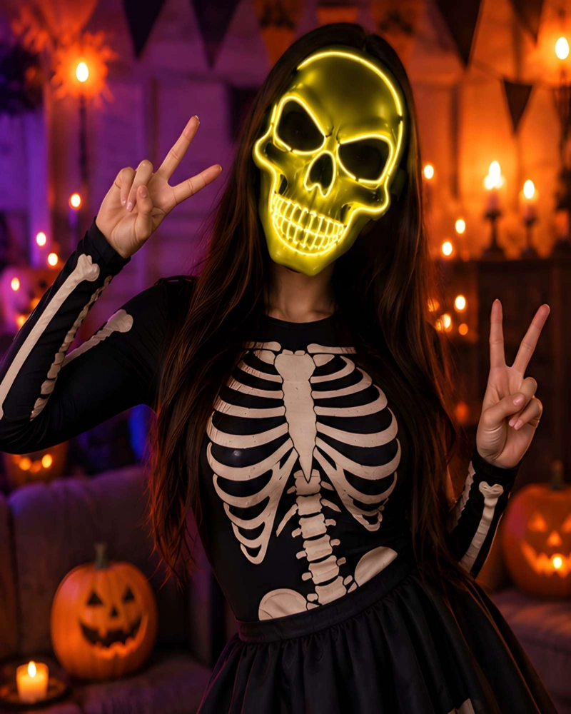 MASCARA LED DE CALAVERA PARA FIESTA DE HALLOWEEN Y EVENTOS - 1