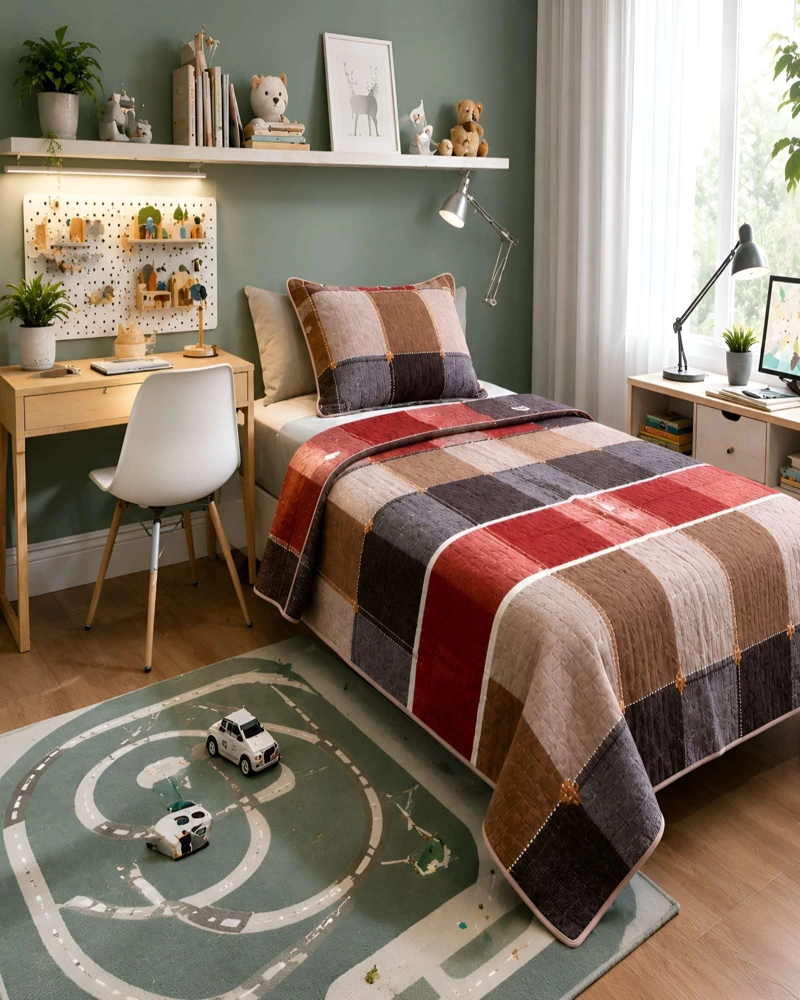 CUBRECAMAS QUILT DE VERANO PLAZA Y MEDIA LIGERO Y TRANSPIRABLE MAS ALMOHADA - 2