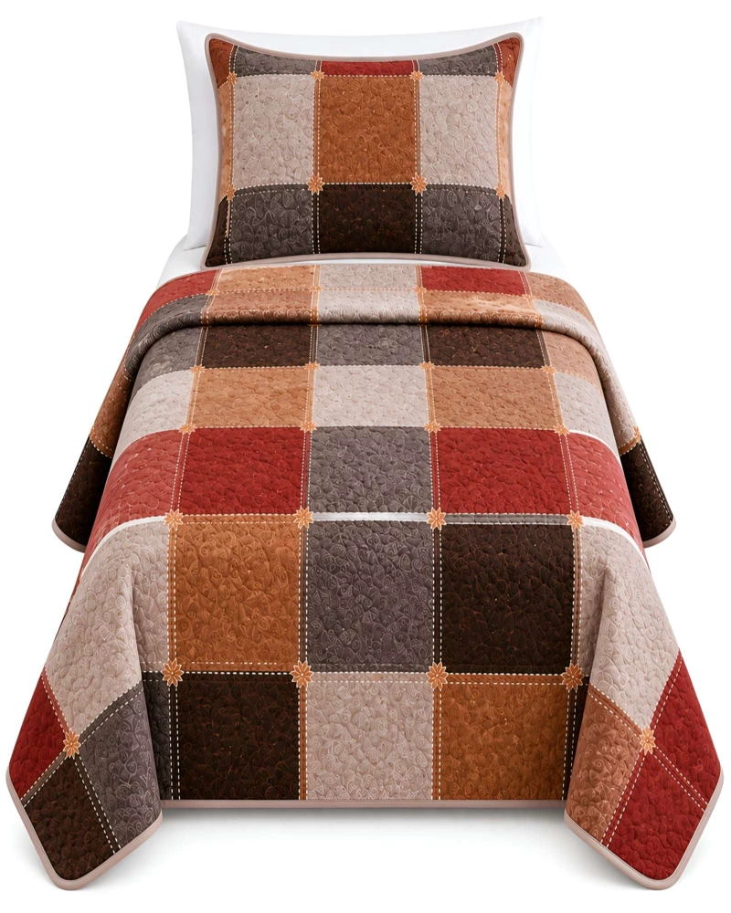 CUBRECAMAS QUILT DE VERANO PLAZA Y MEDIA LIGERO Y TRANSPIRABLE MAS ALMOHADA - 6