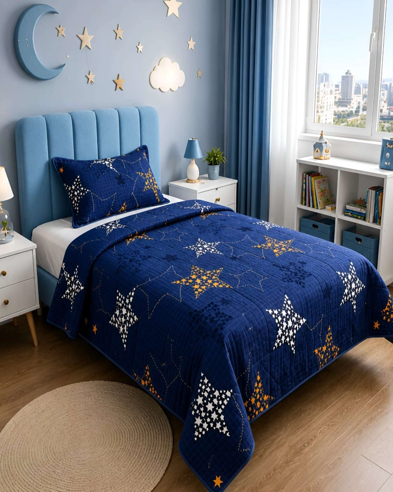 CUBRECAMAS QUILT DE VERANO PLAZA Y MEDIA LIGERO Y TRANSPIRABLE MAS ALMOHADA - 1