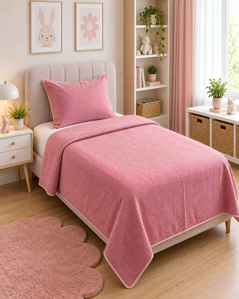 CUBRECAMAS QUILT DE VERANO PLAZA Y MEDIA LIGERO Y TRANSPIRABLE MAS ALMOHADA - 1