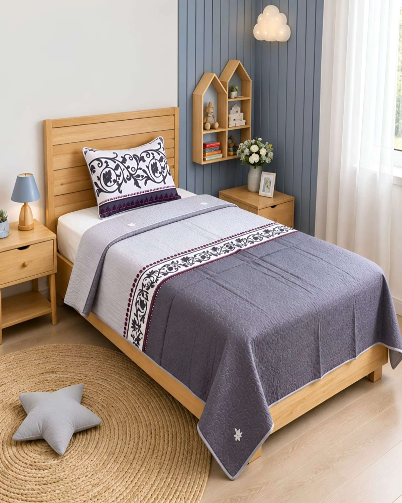 CUBRECAMAS QUILT DE VERANO PLAZA Y MEDIA LIGERO Y TRANSPIRABLE MAS ALMOHADA - 2