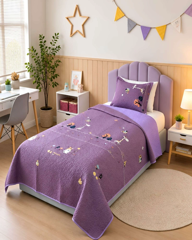 CUBRECAMAS QUILT DE VERANO PLAZA Y MEDIA LIGERO Y TRANSPIRABLE MAS ALMOHADA - 6