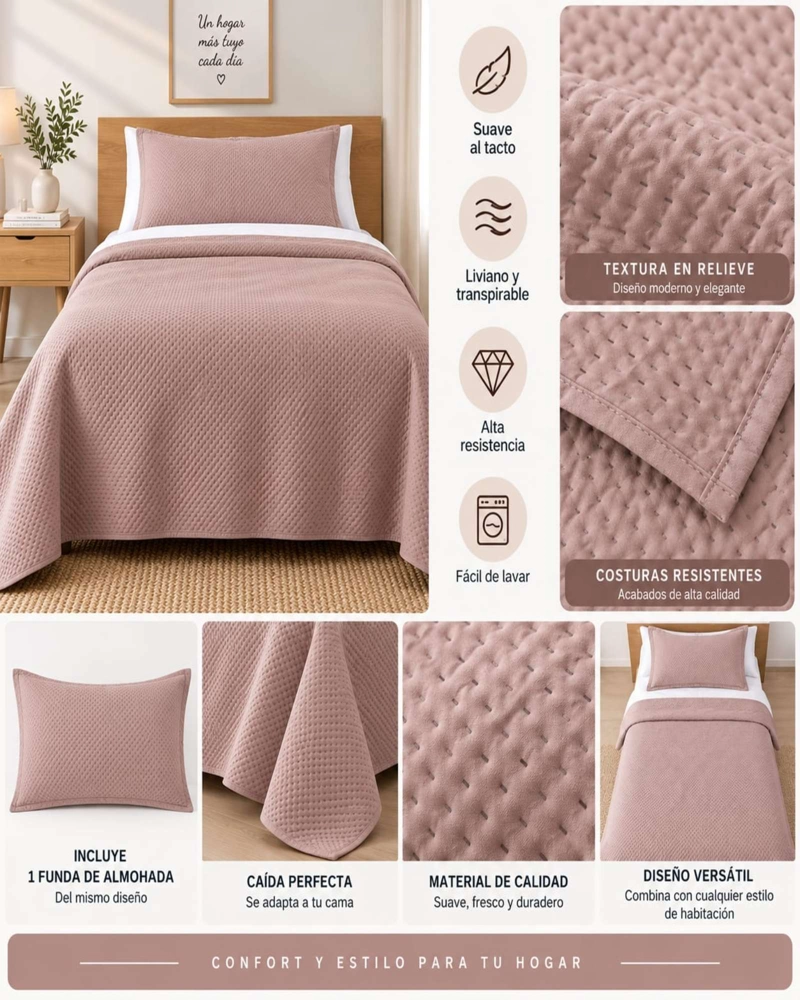 QUILT 1.5 PLAZAS CADIZ ULTRA SOFT 180X240 CM - 5