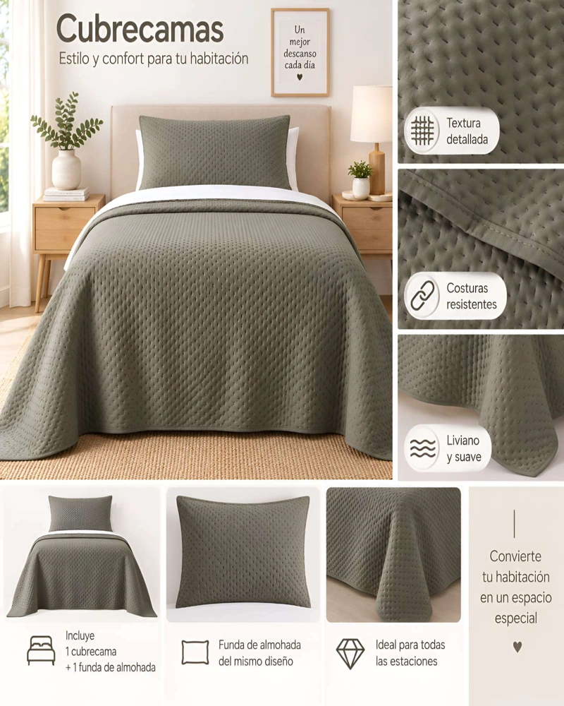QUILT 1.5 PLAZAS CADIZ ULTRA SOFT 180X240 CM - 5