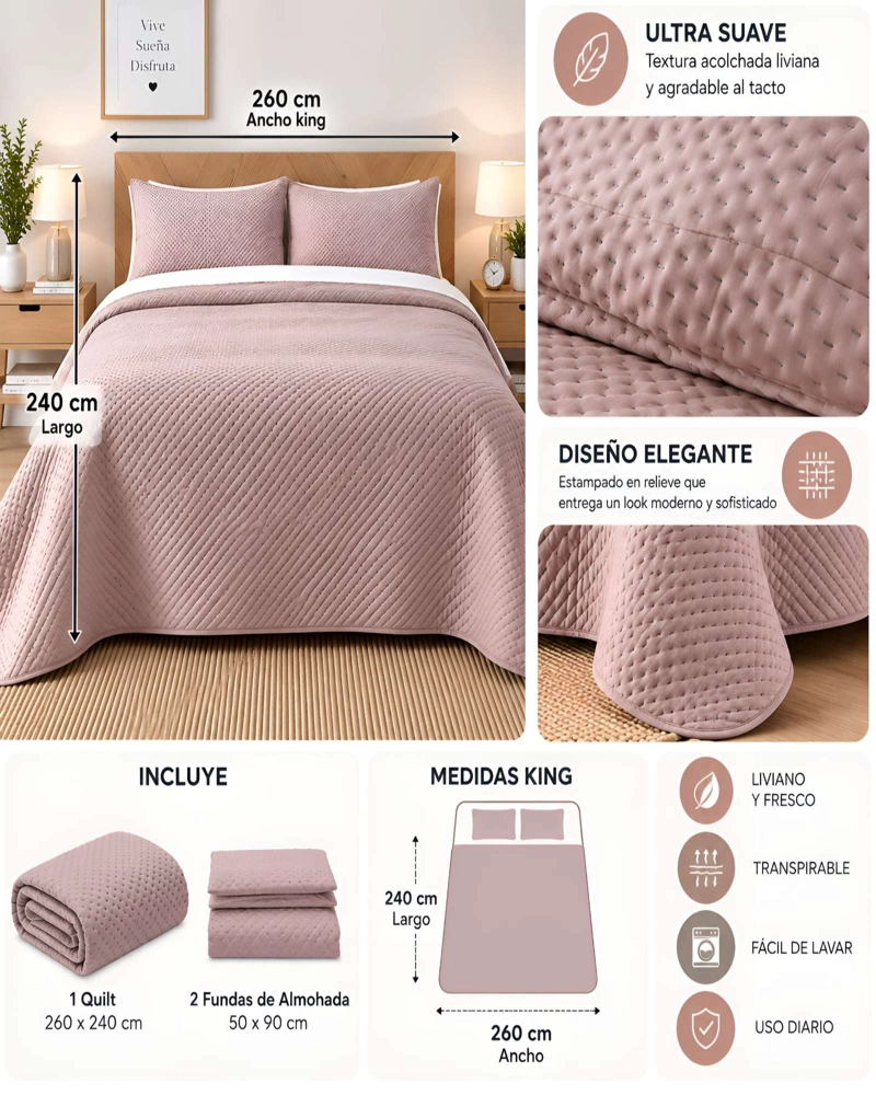 QUILT CADIZ ULTRA SOFT MASHINI KING  260 X 240 CM - 5