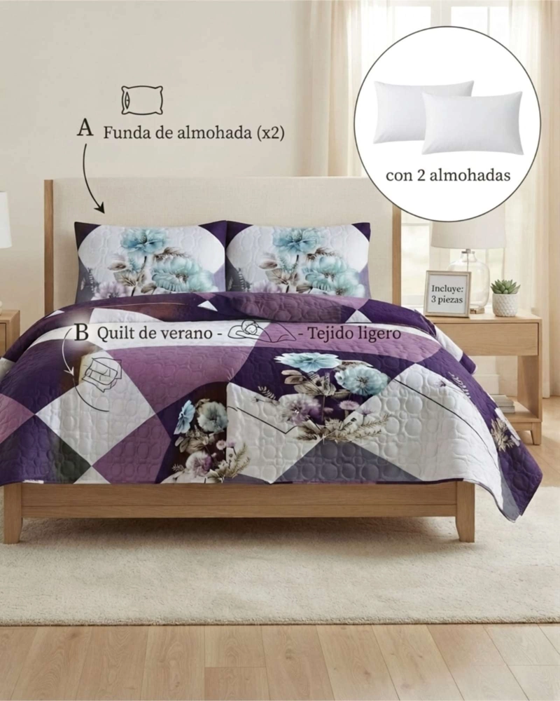 CUBRECAMAS KING PARA VERANO FRESCO Y LIGERO MAS ALMOHADAS - 4