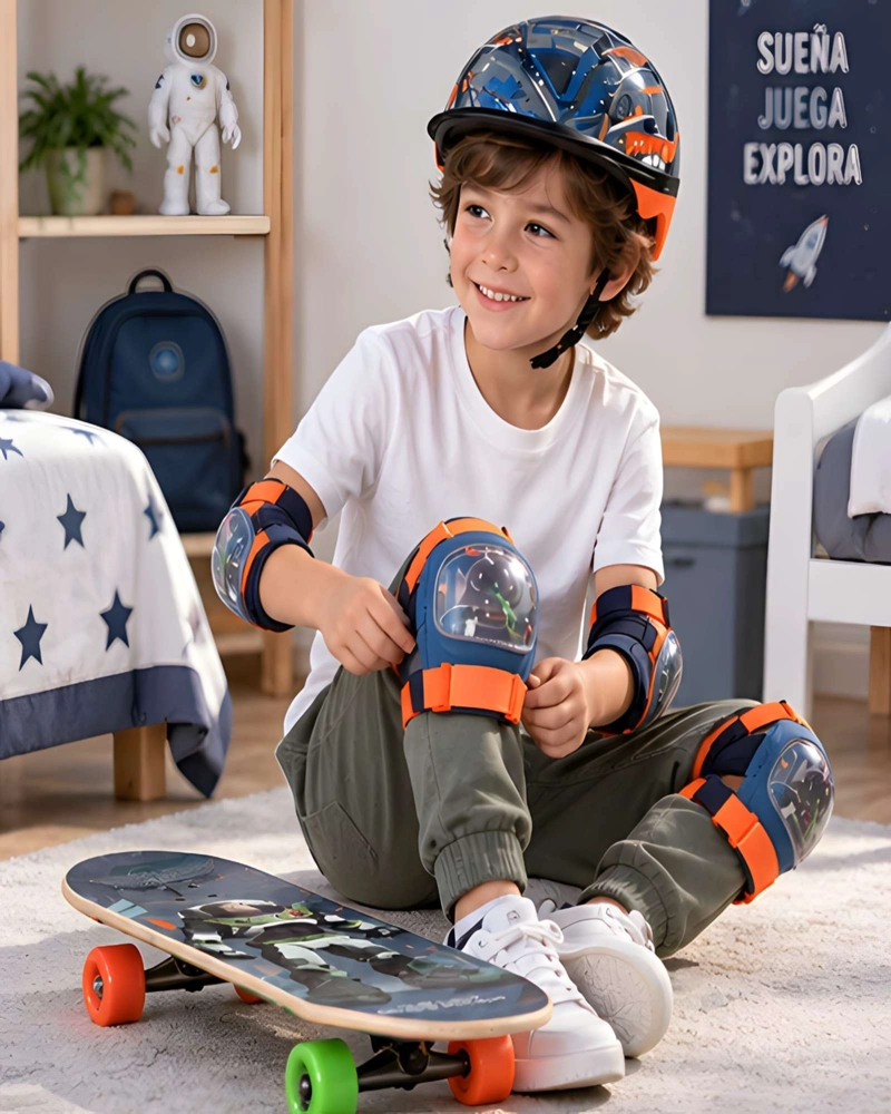 SET COMPLETO DE PATINETA INFANTIL CON CASCO Y PROTECCIONES PARA NIÑOS - 2