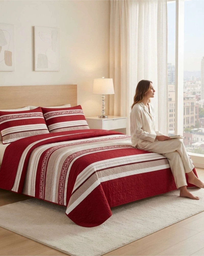 CUBRECAMA DELGADO 2 PLAZAS TRANSPIRABLE CON FUNDAS MAS ALMOHADAS - 2