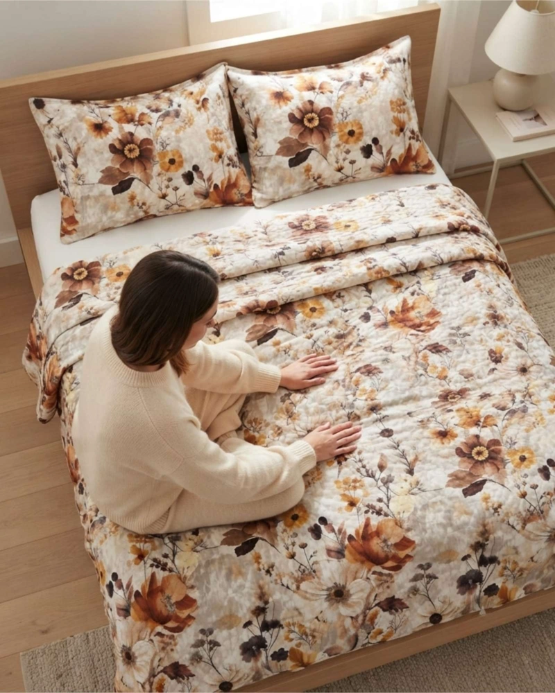 CUBRECAMA DELGADO 2 PLAZAS TRANSPIRABLE CON FUNDAS MAS ALMOHADAS - 1