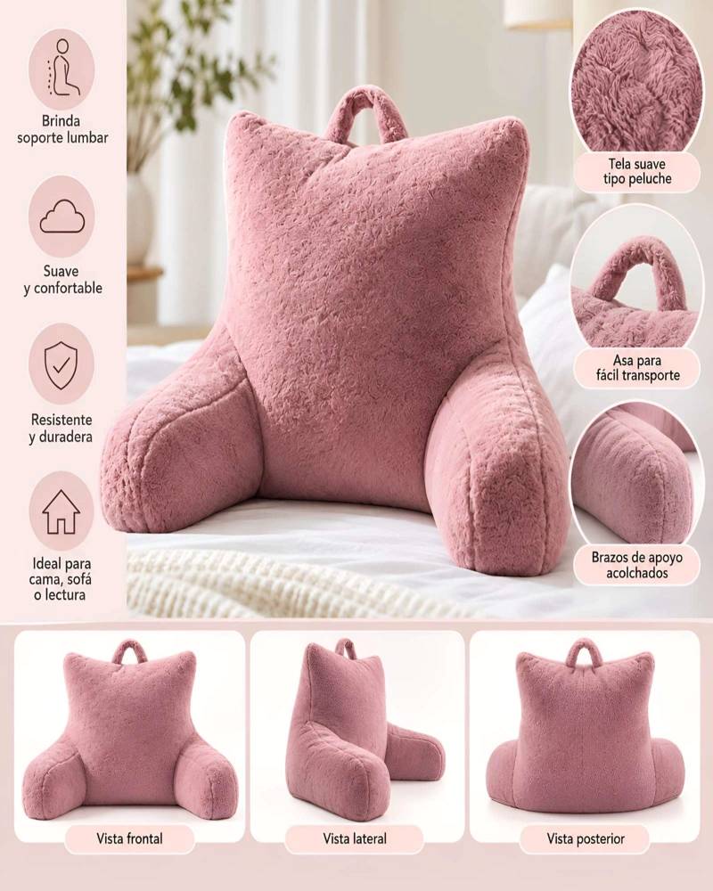 COJIN DE RESPALDO CON BRAZOS PARA CAMA Y SOFA - 5