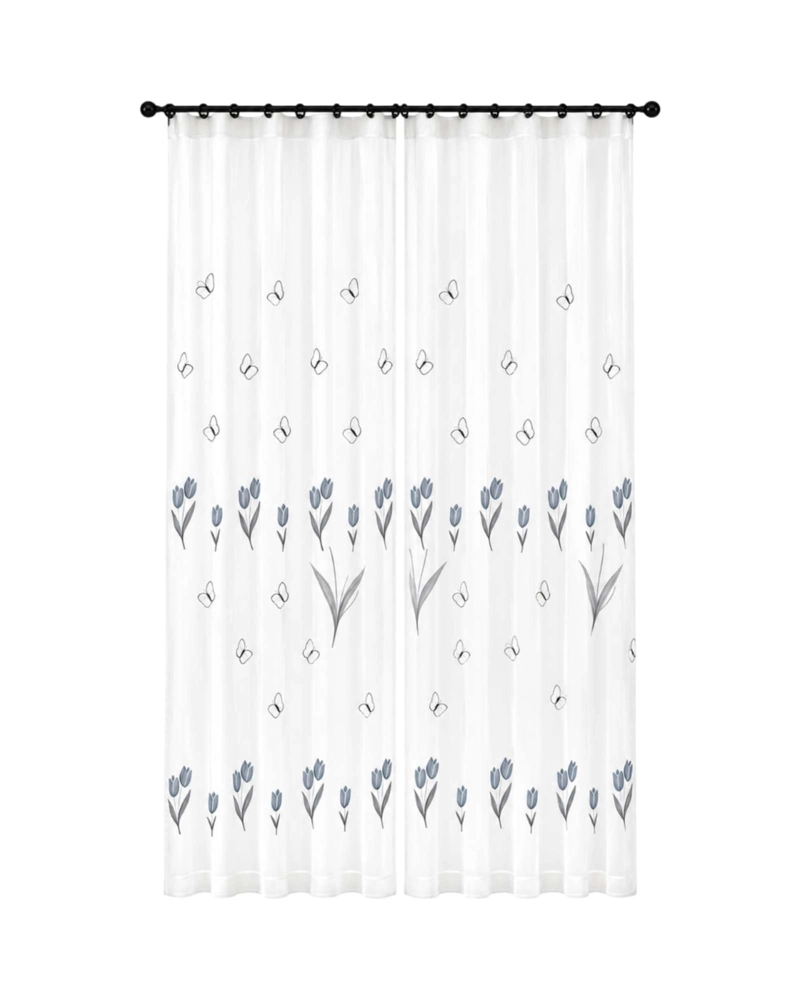JUEGO DE VISILLOS BORDADO FLORAL 2 PAÑOS 140X220CM - 6