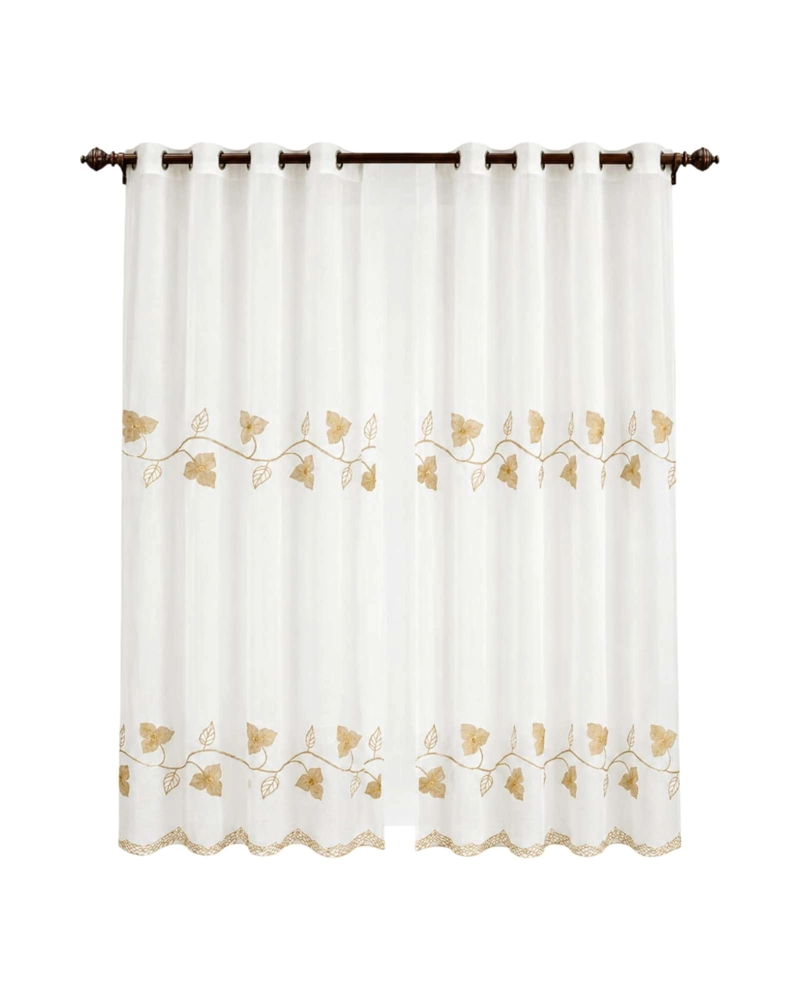 JUEGO DE VISILLOS BORDADO FLORAL 2 PAÑOS 140X220CM - 6