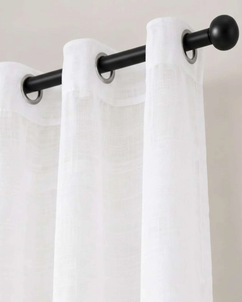 JUEGO DE CORTINAS VISILLO BLANCO 2 PAÑOS 140X220 CON OJALES - 5
