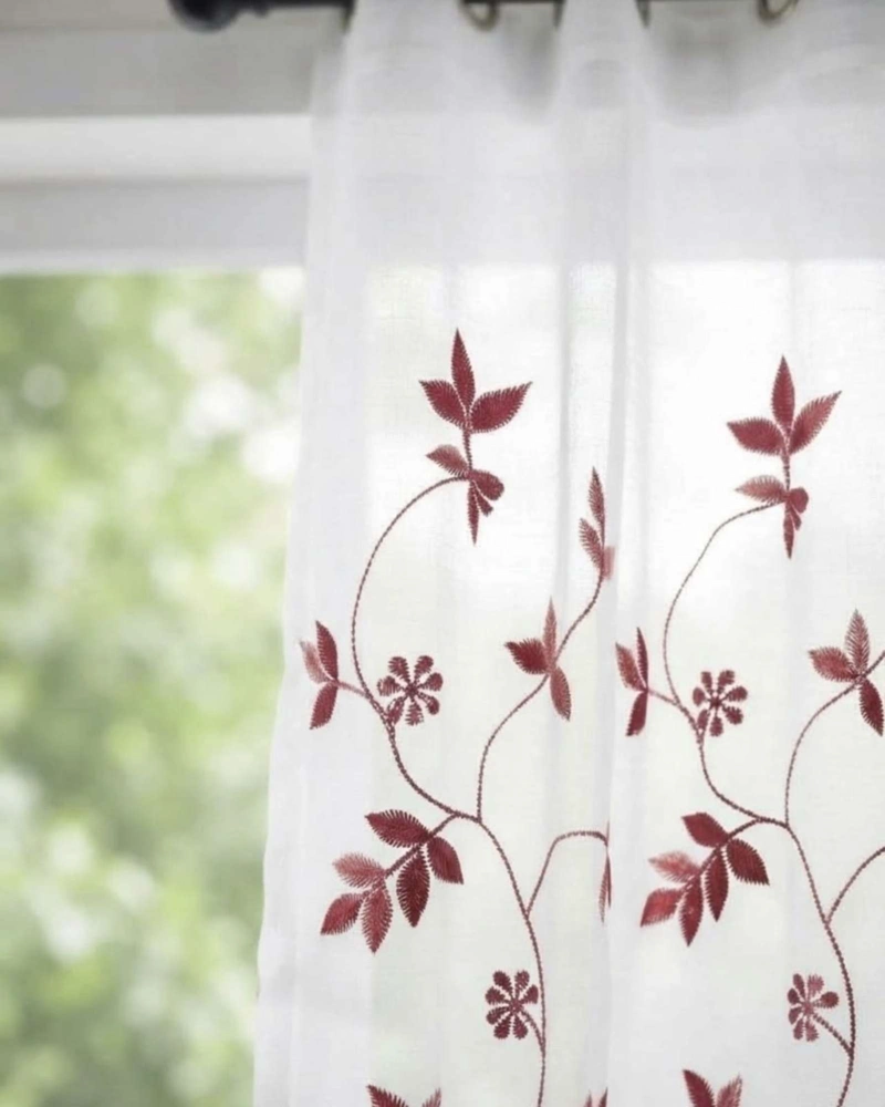 JUEGO DE VISILLOS BORDADO FLORAL 2 PAÑOS 140X220CM - 3