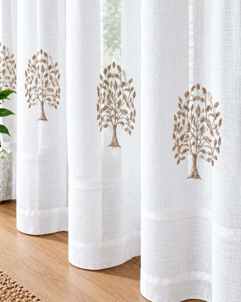 JUEGO DE VISILLOS BORDADO FLORAL 2 PAÑOS 140X220CM - 5