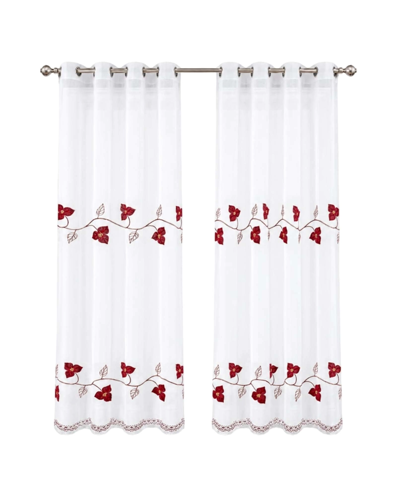 JUEGO DE VISILLOS BORDADO FLORAL 2 PAÑOS 140X220CM - 6