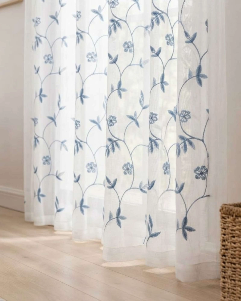 JUEGO DE VISILLOS BORDADO FLORAL 2 PAÑOS 140X220CM - 2