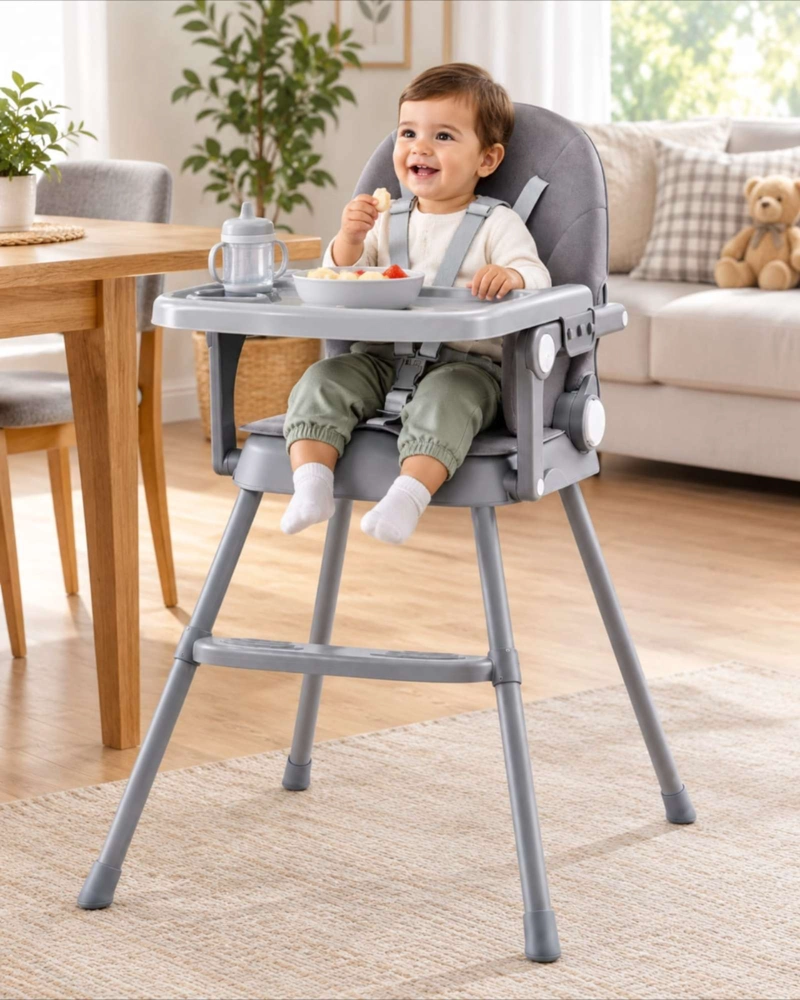 SILLA DE COMER  PARA BEBE  2 EN 1 CON BANDEJA Y ARNE S DE 5 PUNTOS  Y REPOSAPIE S - 3