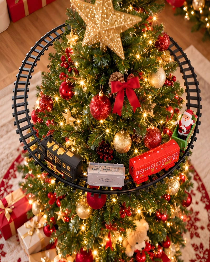 SET DE TREN ELE CTRICO NAVIDEÑO PARA ARBOL CON LUZ - 4