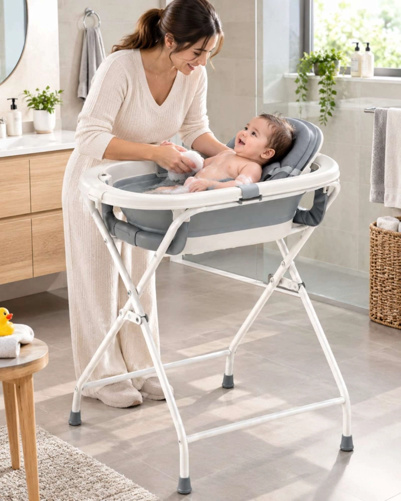 BAÑERA PLEGABLE PARA BEBE 7 EN 1 CON SOPORTE ELEVADO Y ACCESORIOS - 2