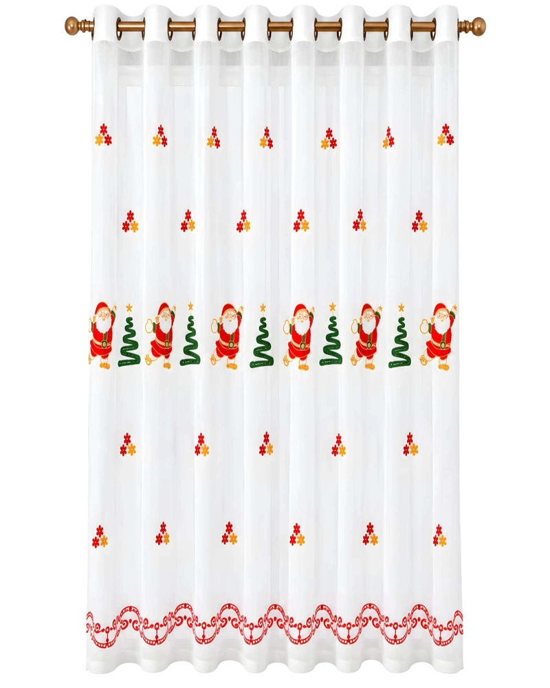 PAR DE VISILLOS NAVIDEÑOS CON BORDADOS 140X230 CM - 6