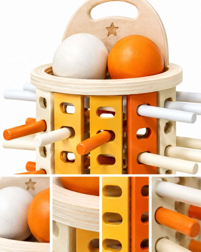 JUEGO DE MADERA EDUCATIVA CON PALITOS Y BOLAS DE COLORES PARA NIÑOS - 2