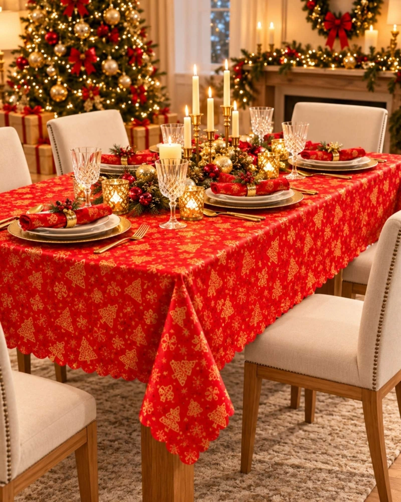 MANTEL RECTANGULAR DE NAVIDAD CON ESTAMPADO PREMIUM 140CM X 220CM - 2