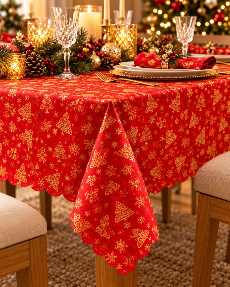 MANTEL RECTANGULAR DE NAVIDAD CON ESTAMPADO PREMIUM 140CM X 220CM - 3