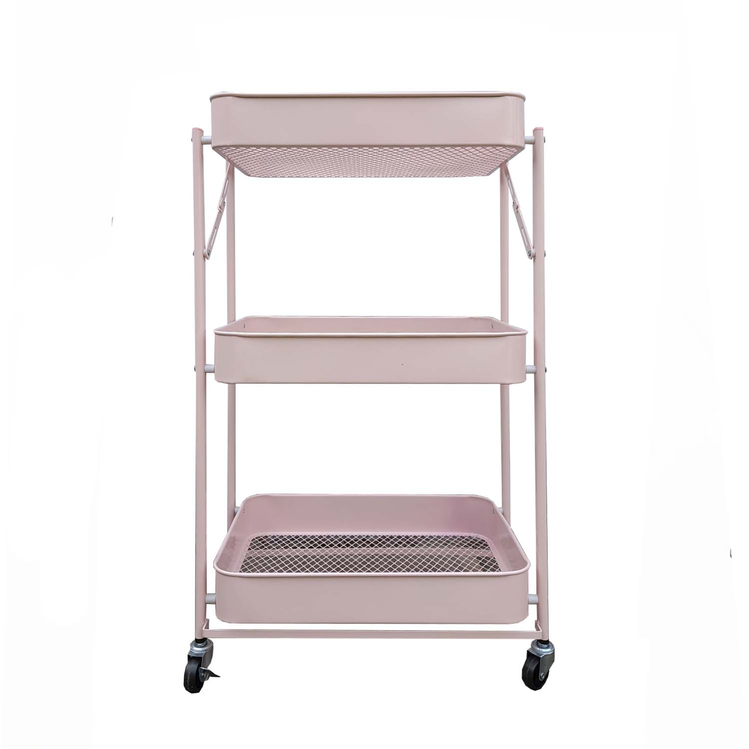 CARRO ORGANIZADOR PLEGABLE CON RUEDAS ROSA - 1