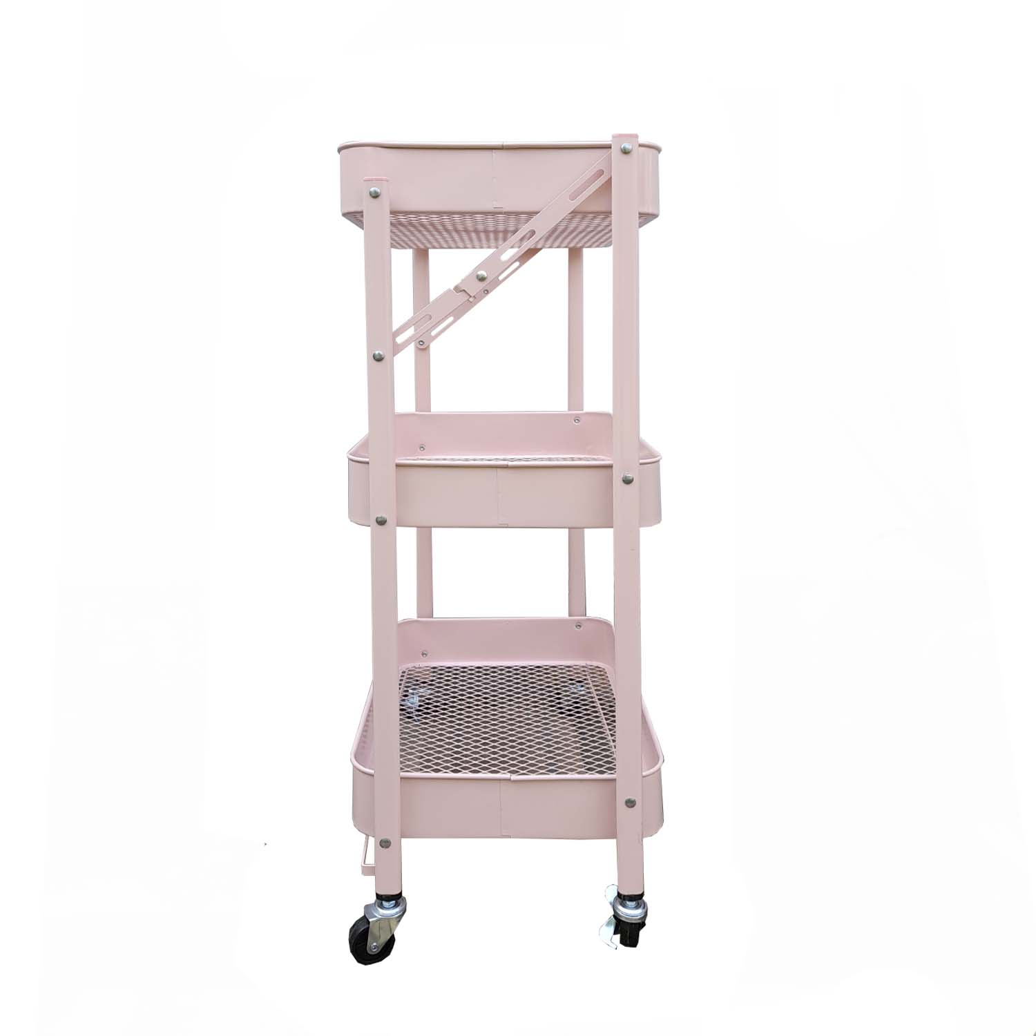 CARRO ORGANIZADOR PLEGABLE CON RUEDAS ROSA - 2
