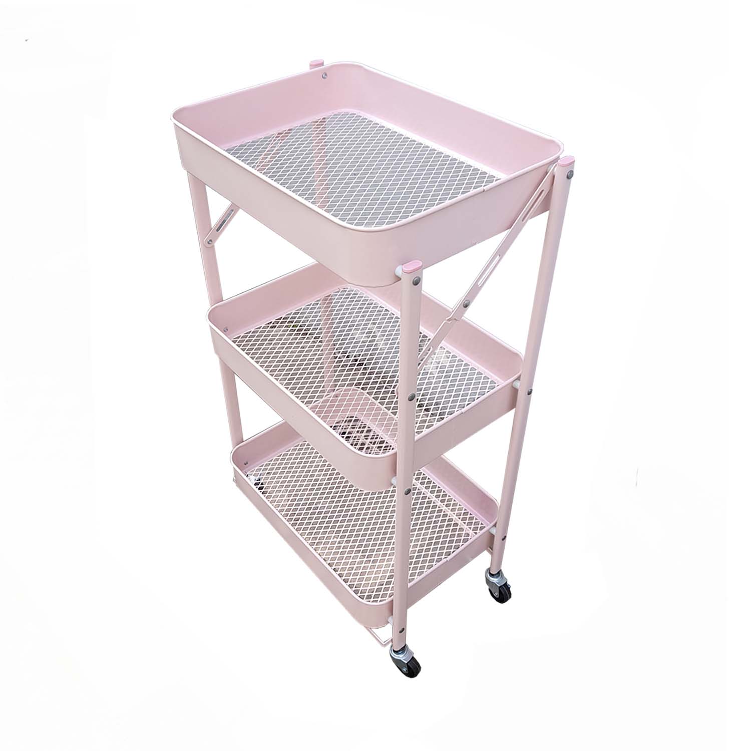 CARRO ORGANIZADOR PLEGABLE CON RUEDAS ROSA - 3