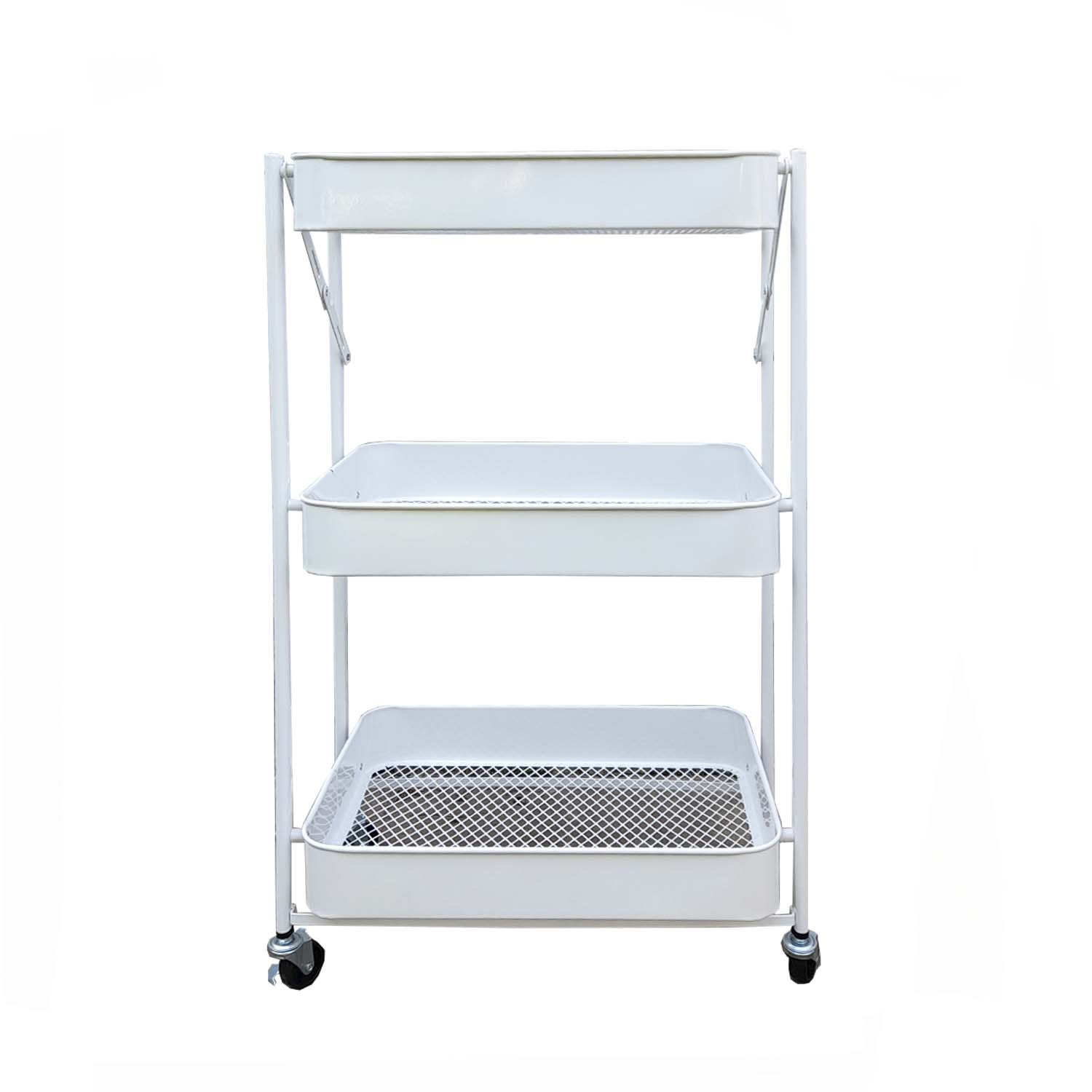 CARRO ORGANIZADOR PLEGABLE CON RUEDAS COLOR BLANCO - 1