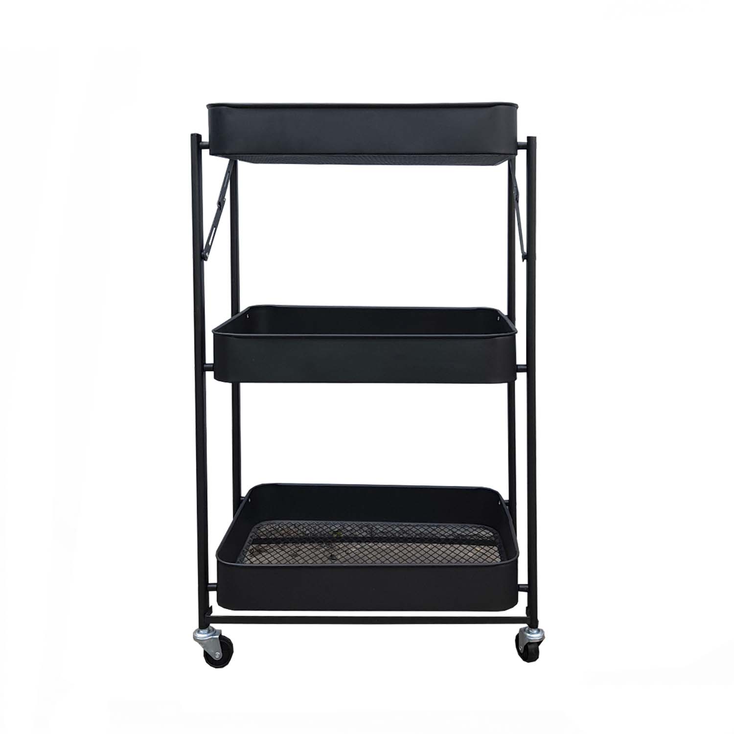 CARRO ORGANIZADOR PLEGABLE CON RUEDAS COLOR NEGRO - 1