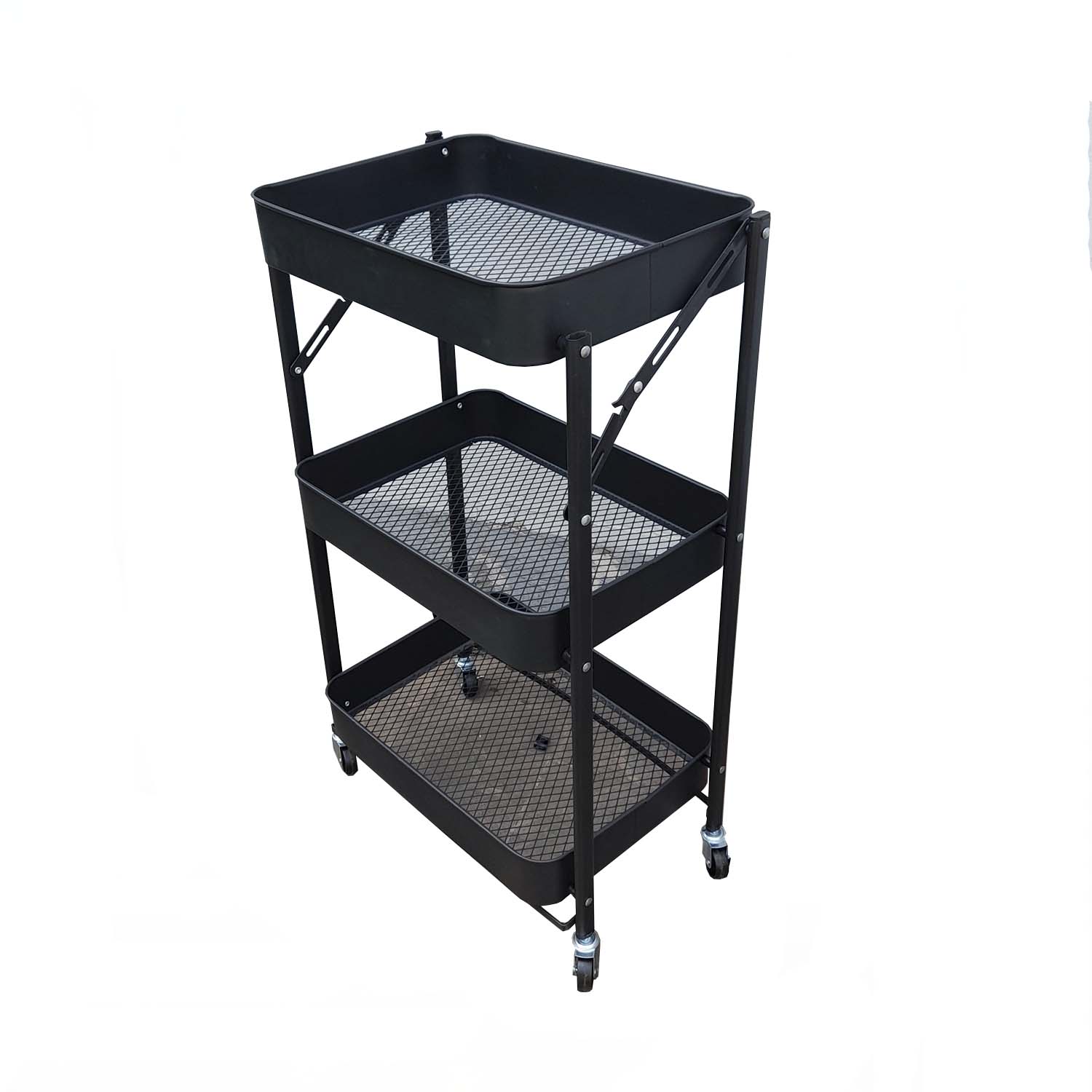 CARRO ORGANIZADOR PLEGABLE CON RUEDAS COLOR NEGRO - 3