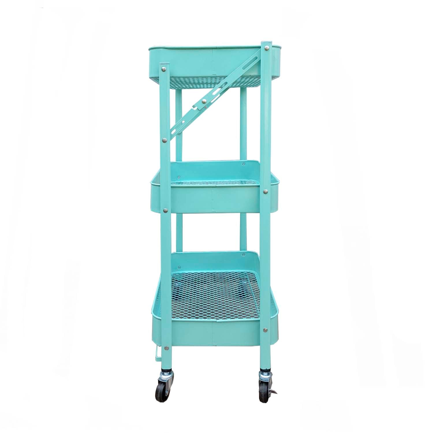 CARRO ORGANIZADOR PLEGABLE CON RUEDAS COLOR MENTA - 2