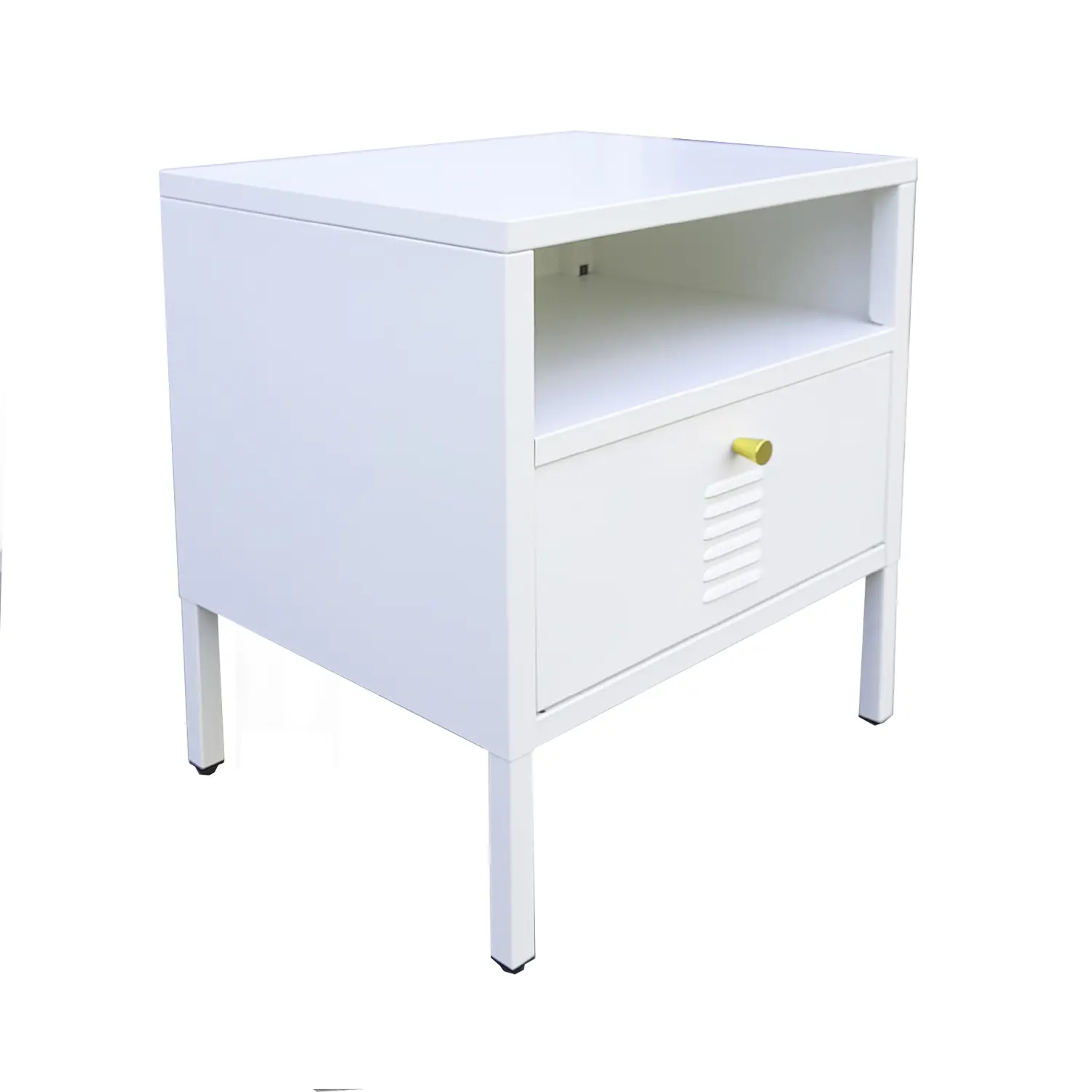 VELADOR METALICO CON CAJON COLORBLOCK BLANCO MOBITAT - 2