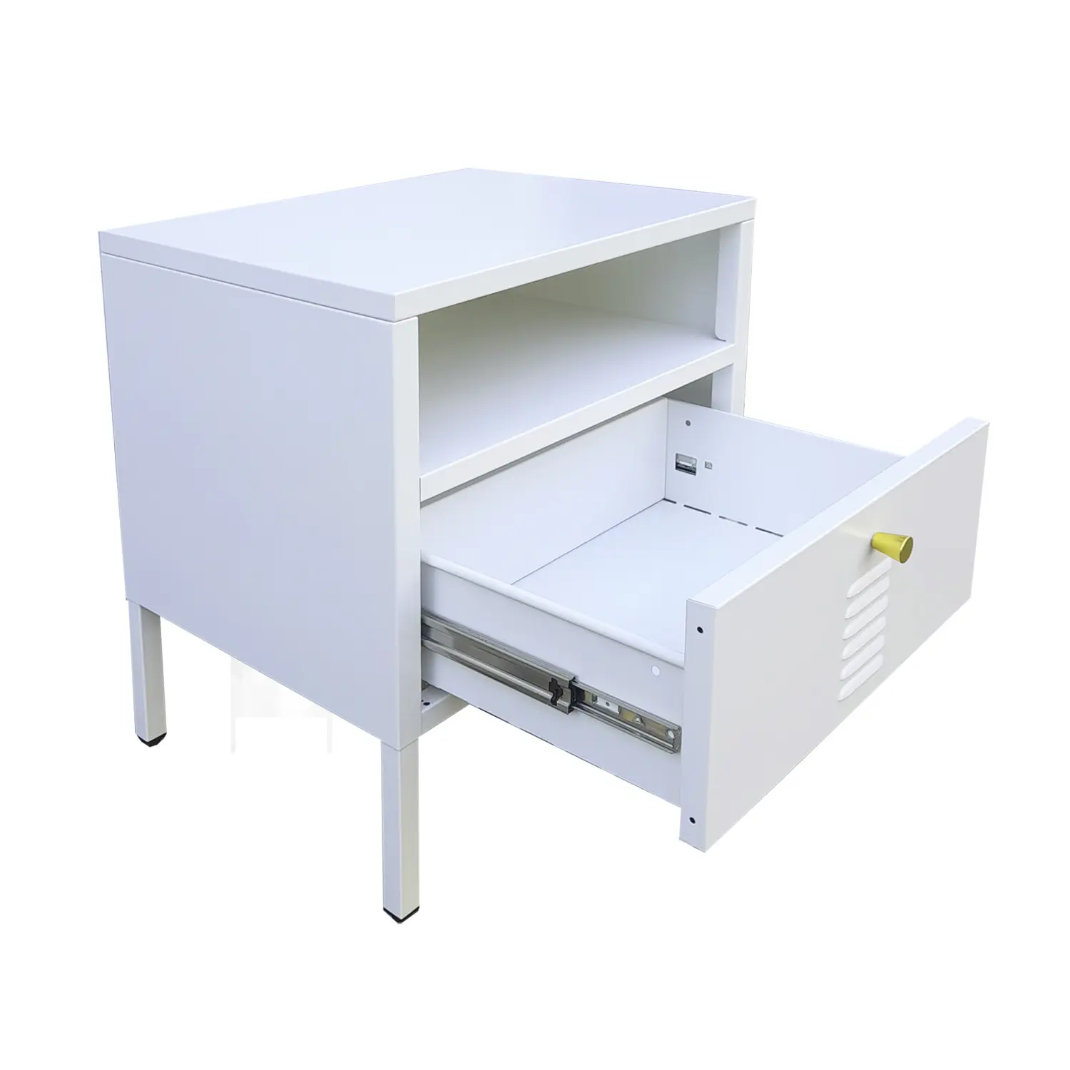 VELADOR METALICO CON CAJON COLORBLOCK BLANCO MOBITAT - 3