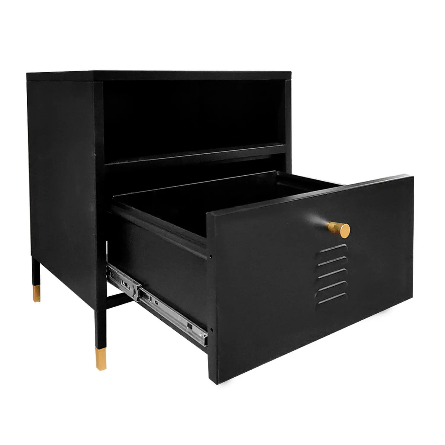 VELADOR METALICO CON CAJON NEGRO MOBITAT - 2