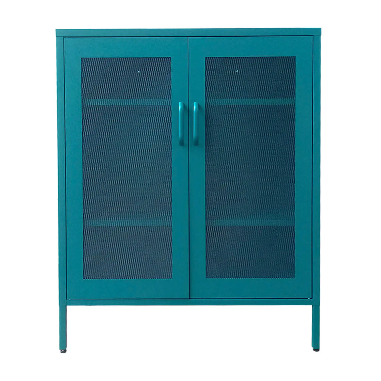GABINETE PUERTAS DE MALLA METALICA CON REPISAS COLOR VERDE PETROLEO MOBITAT - 1